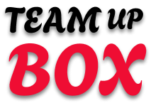 official logo of team up box but black and red